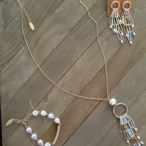 Jewelry set includes bracelet, necklace and earrings